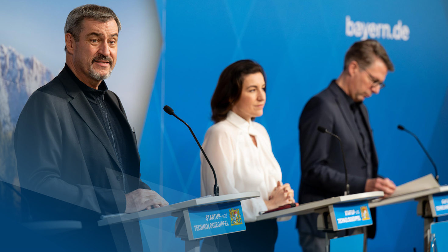 Pressekonferenz mit Ministerpräsident Dr. Markus Söder, Bundesforschungsministerin Dorothee Bär und Wissenschaftsminister Markus Blume.